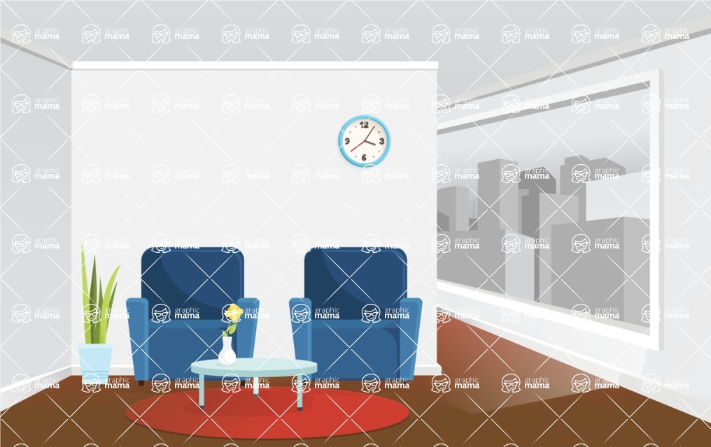 Room Backgrounds Vector Collection - Waiting Room Vector Interior
